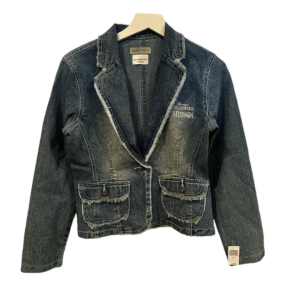 Disney‎ NWT Hollywood studios American Idol jean Denim Jacket S Rhinestones y2k